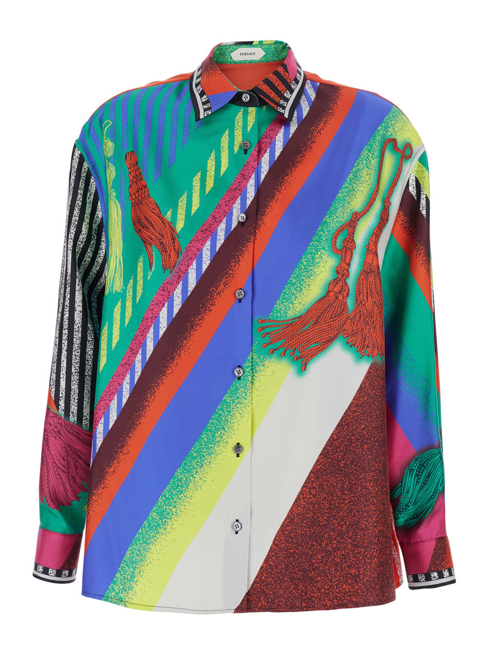 Versace Women Multicolor Shirt With Classic Collar And All-Over Print In Silk For Women VERSACE