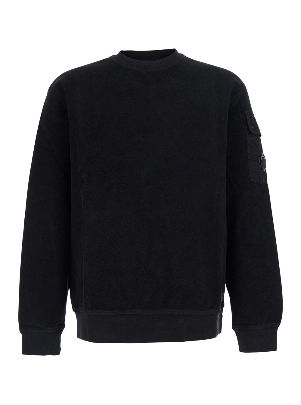 C.P. Company Men Sweatshirt With Round Neck And Long Sleeves In Tech Fabric Black Men C.P. COMPANY