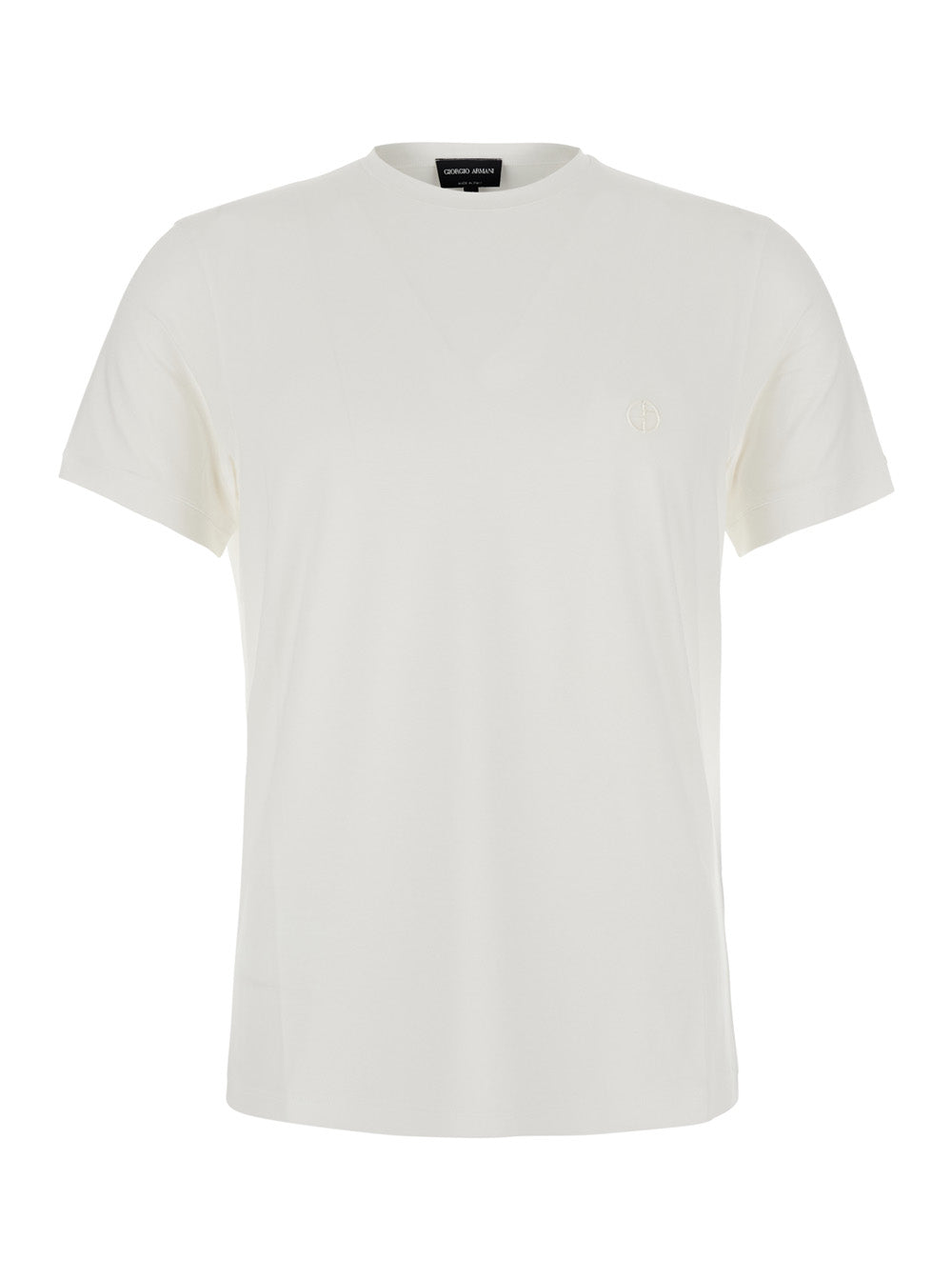 Giorgio Armani Men T-Shirt Jersey Bamboo Crew Neck With Chest Embroidery And Short Sleeves In White Men GIORGIO ARMANI