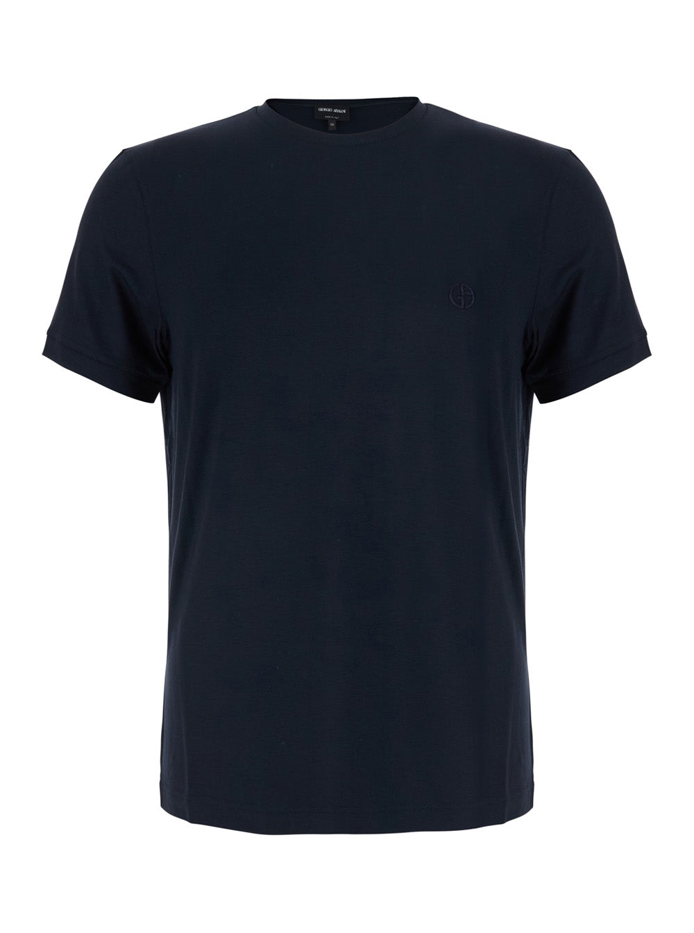 Giorgio Armani Men Crew Neck T-Shirt With Chest Embroidery And Long Sleeves In Blue Cotton For Men GIORGIO ARMANI