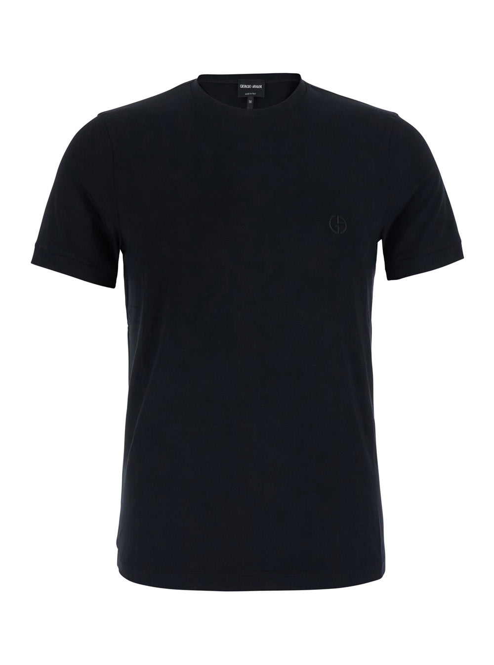 Giorgio Armani Men Crew Neck Bamboo Jersey T-Shirt With Chest Embroidery In Black For Men GIORGIO ARMANI