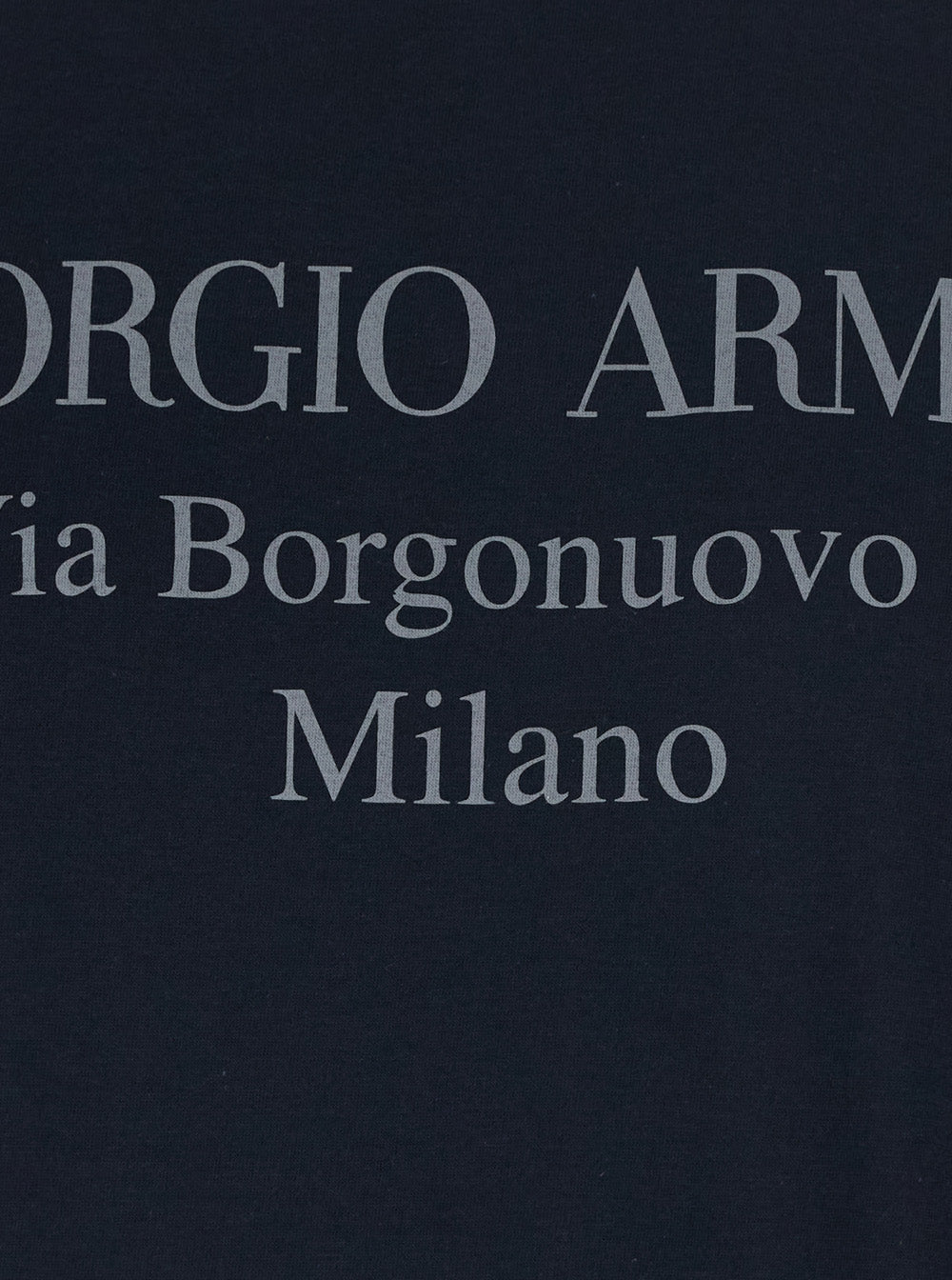 Giorgio Armani Men Crew Neck T-Shirt With Address Print And Blue Logo Detail For Men GIORGIO ARMANI