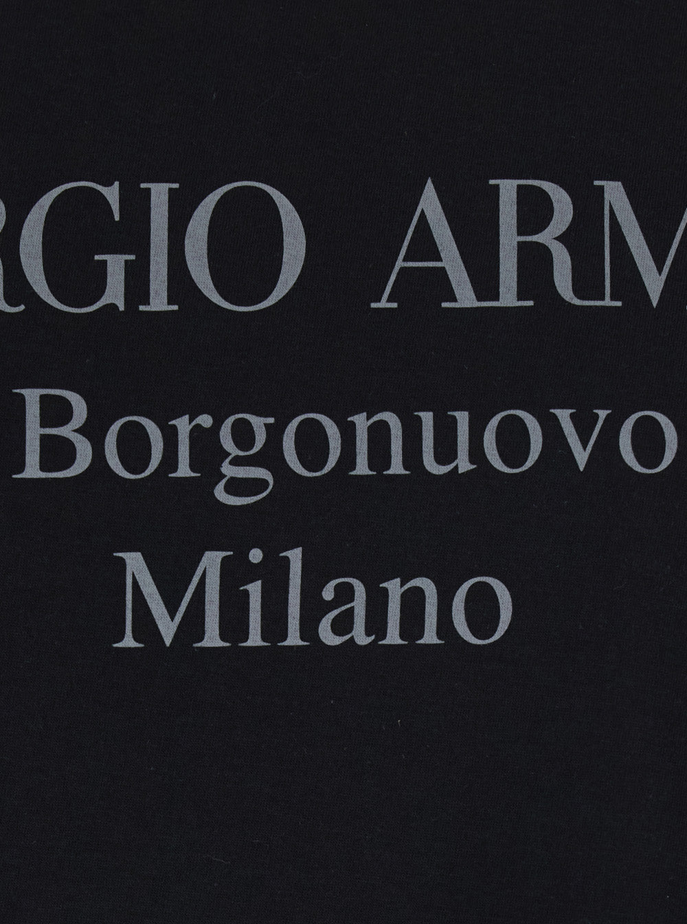 Giorgio Armani Men Crew Neck T-Shirt With Address Print In Black Cotton For Men GIORGIO ARMANI