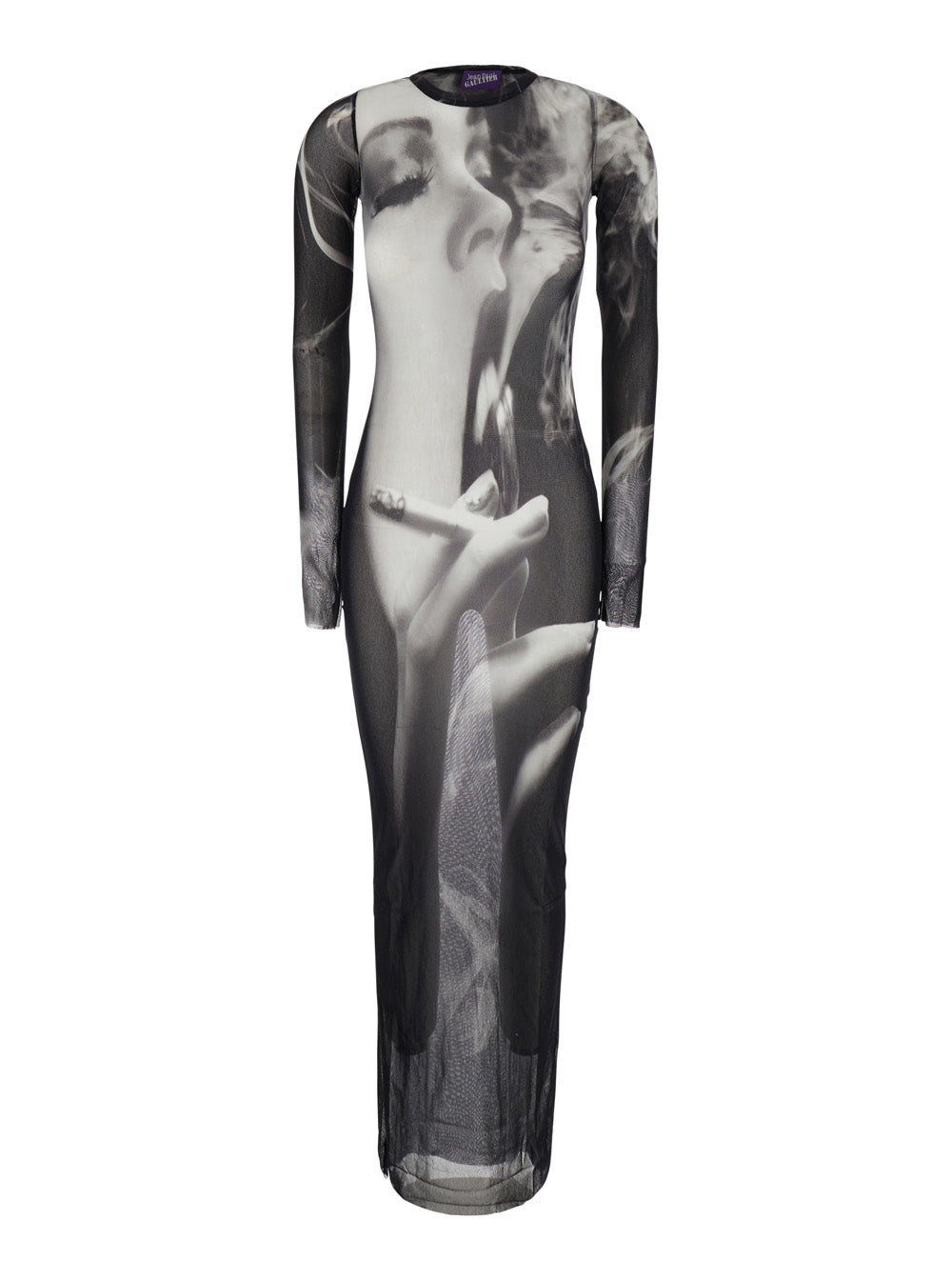 Jean Paul Gaultier Women Long Dress With 'Smoking Women' Print In Black Tech Fabric For Women JEAN PAUL GAULTIER
