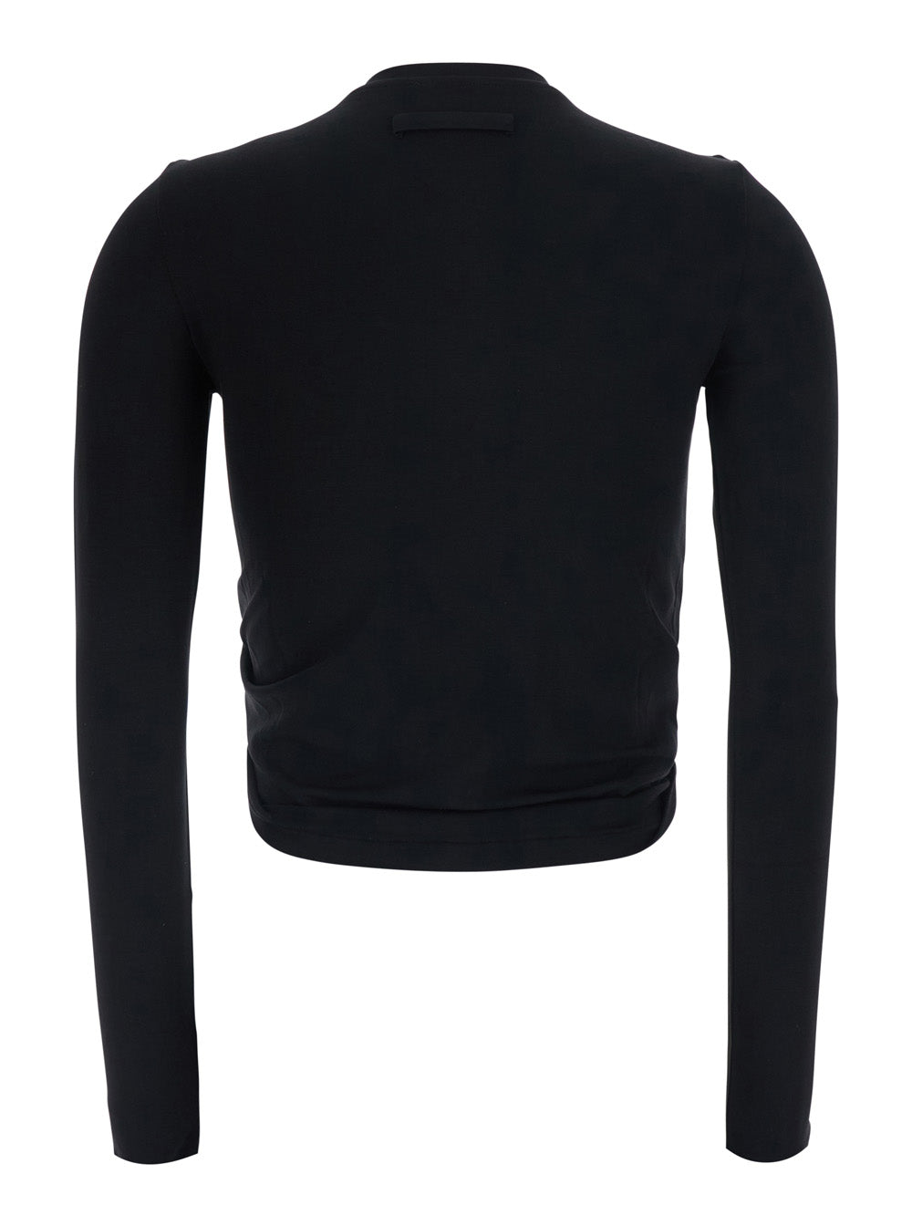 Jean Paul Gaultier Women Long Sleeve Top With Black Leather Detail JEAN PAUL GAULTIER