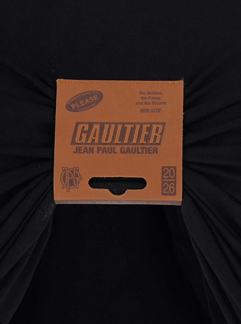 Jean Paul Gaultier Women Long Sleeve Top With Black Leather Detail JEAN PAUL GAULTIER