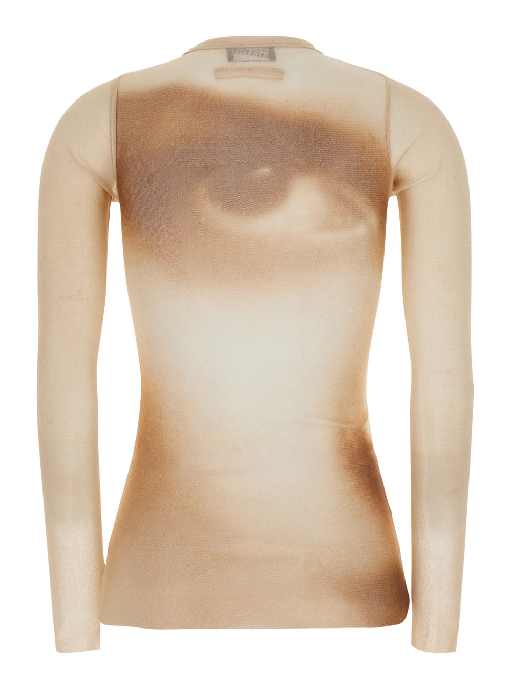 Jean Paul Gaultier Women Beige T-Shirt With "Face" Print And Long Sleeves In Tech Fabric For Women JEAN PAUL GAULTIER