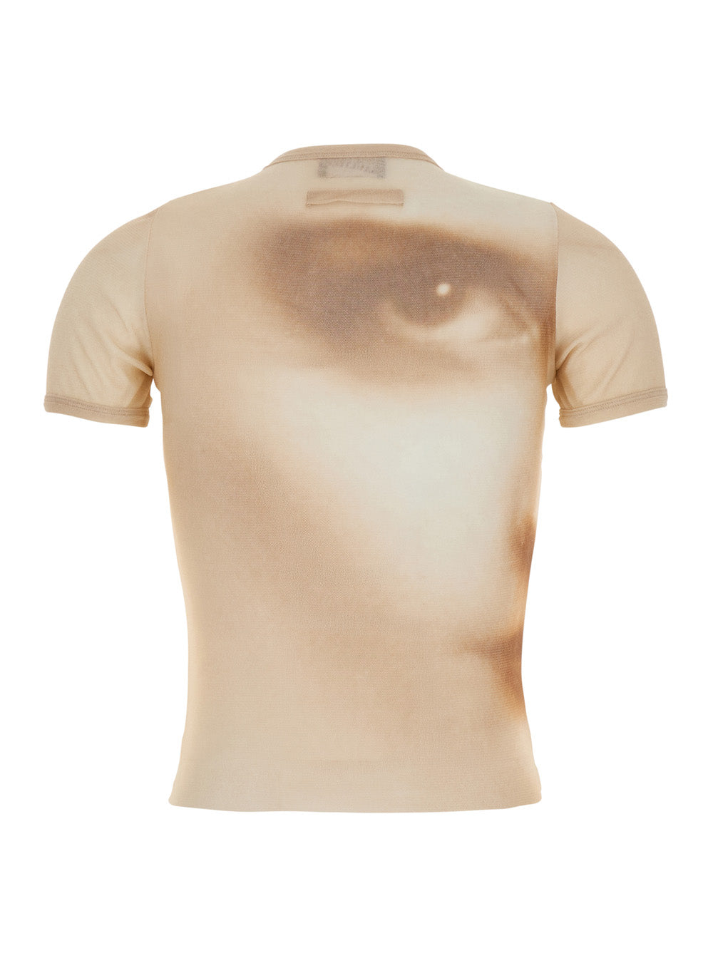 Jean Paul Gaultier Women T-Shirt With 'Face' Print In Tech Fabric Beige Women JEAN PAUL GAULTIER