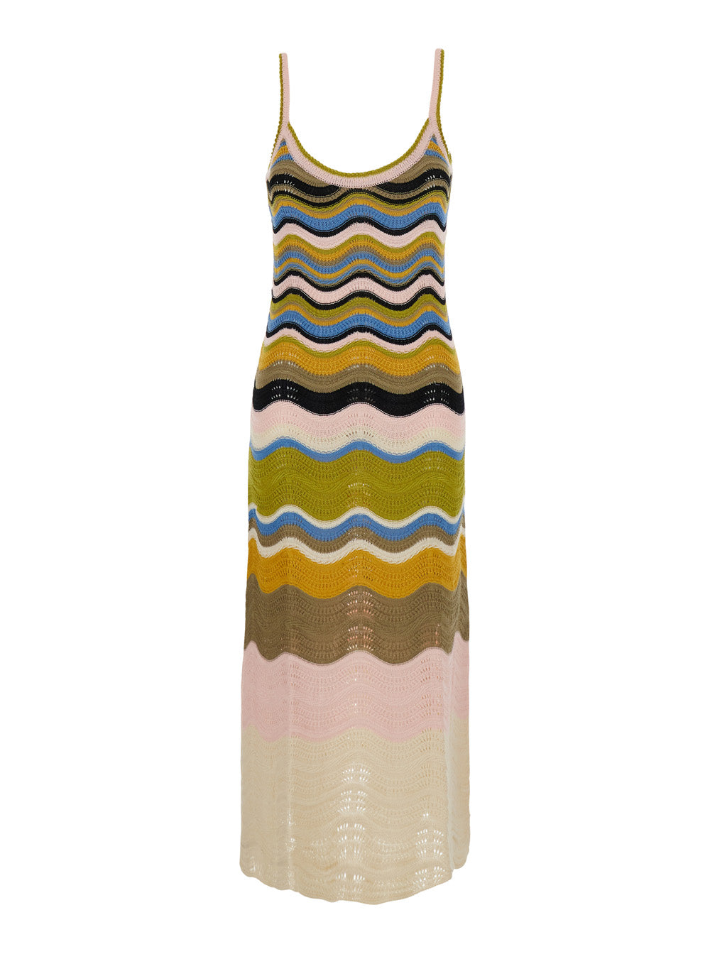 La Doublej Women Chevron Sundress With V-Neck And Short Sleeves In Tech Fabric Multicolored Women LA DOUBLEJ