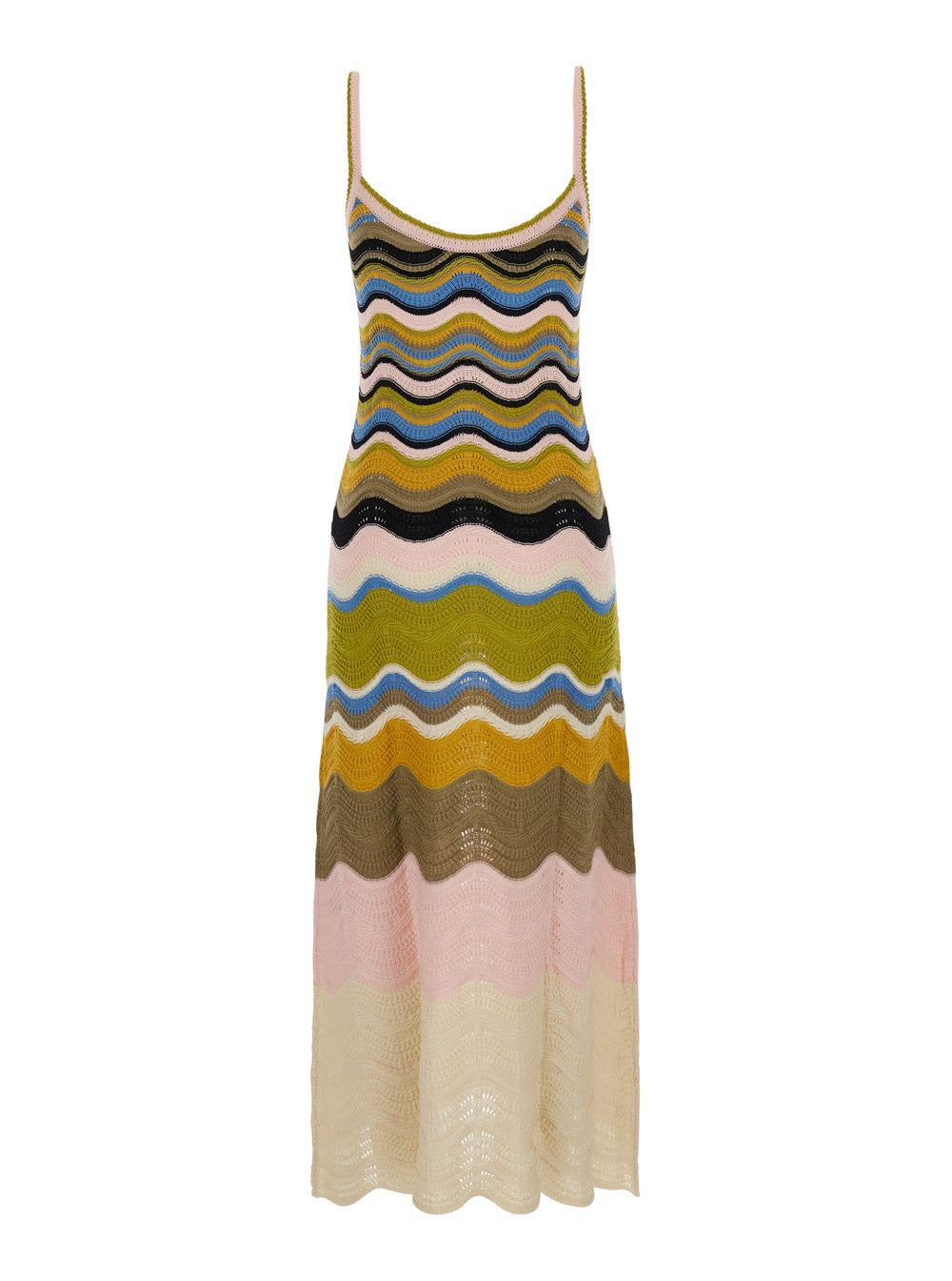 La Doublej Women Chevron Sundress With V-Neck And Short Sleeves In Tech Fabric Multicolored Women LA DOUBLEJ