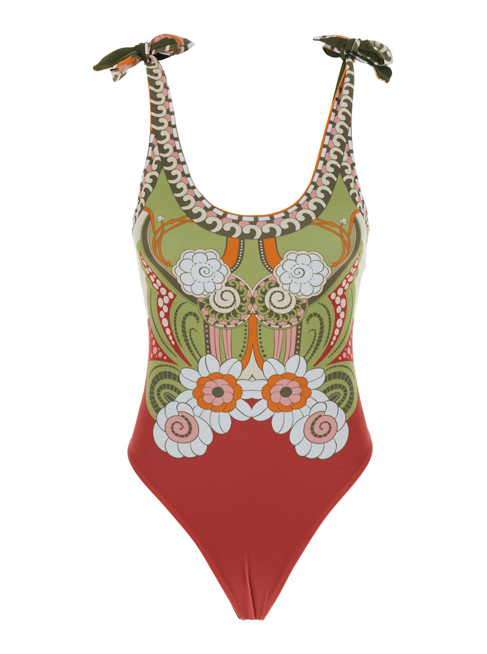 La Doublej Women One-Piece Swimsuit With V-Neck And Thin Straps, Multicolor. LA DOUBLEJ