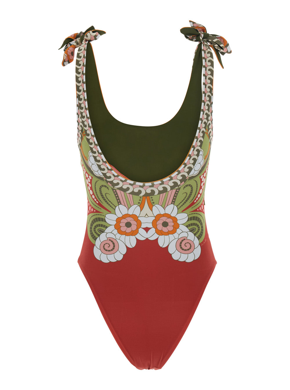 La Doublej Women One-Piece Swimsuit With V-Neck And Thin Straps, Multicolor. LA DOUBLEJ
