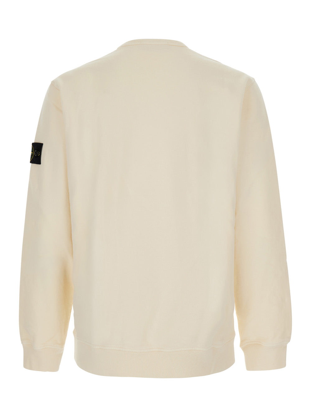 Stone Island Men White Crewneck Sweatshirt With Logo Patch On The Sleeve In Cotton For Men STONE ISLAND