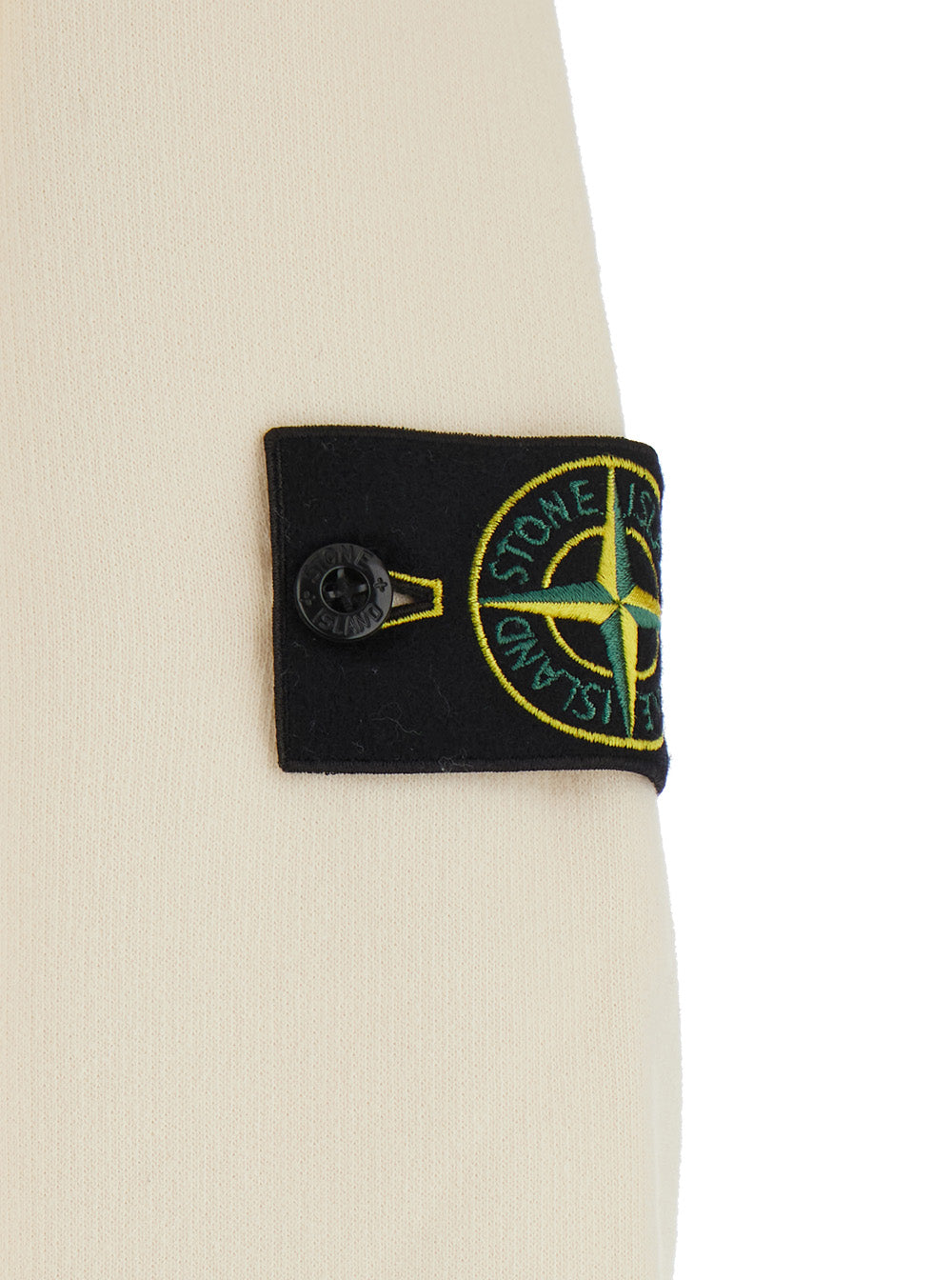 Stone Island Men White Crewneck Sweatshirt With Logo Patch On The Sleeve In Cotton For Men STONE ISLAND