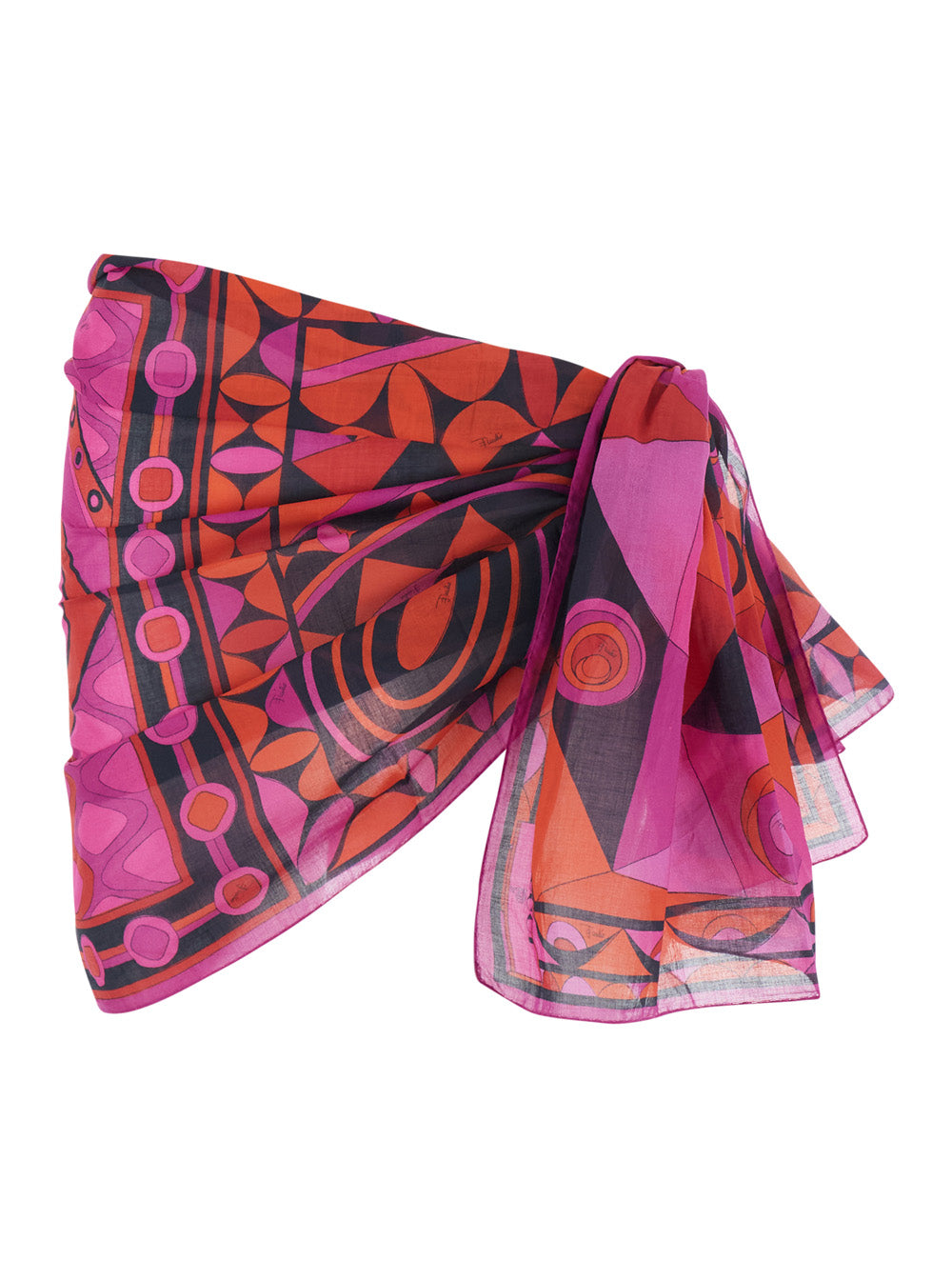 Pucci Women Sarong Fuchsia With Fringes In Fabric Is A Unisex Accessory PUCCI
