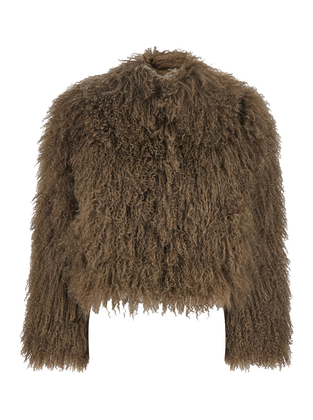 Leplain Women Tibet Fur Short Jacket With Tibetan Fur And Green Color For Women LEPLAIN