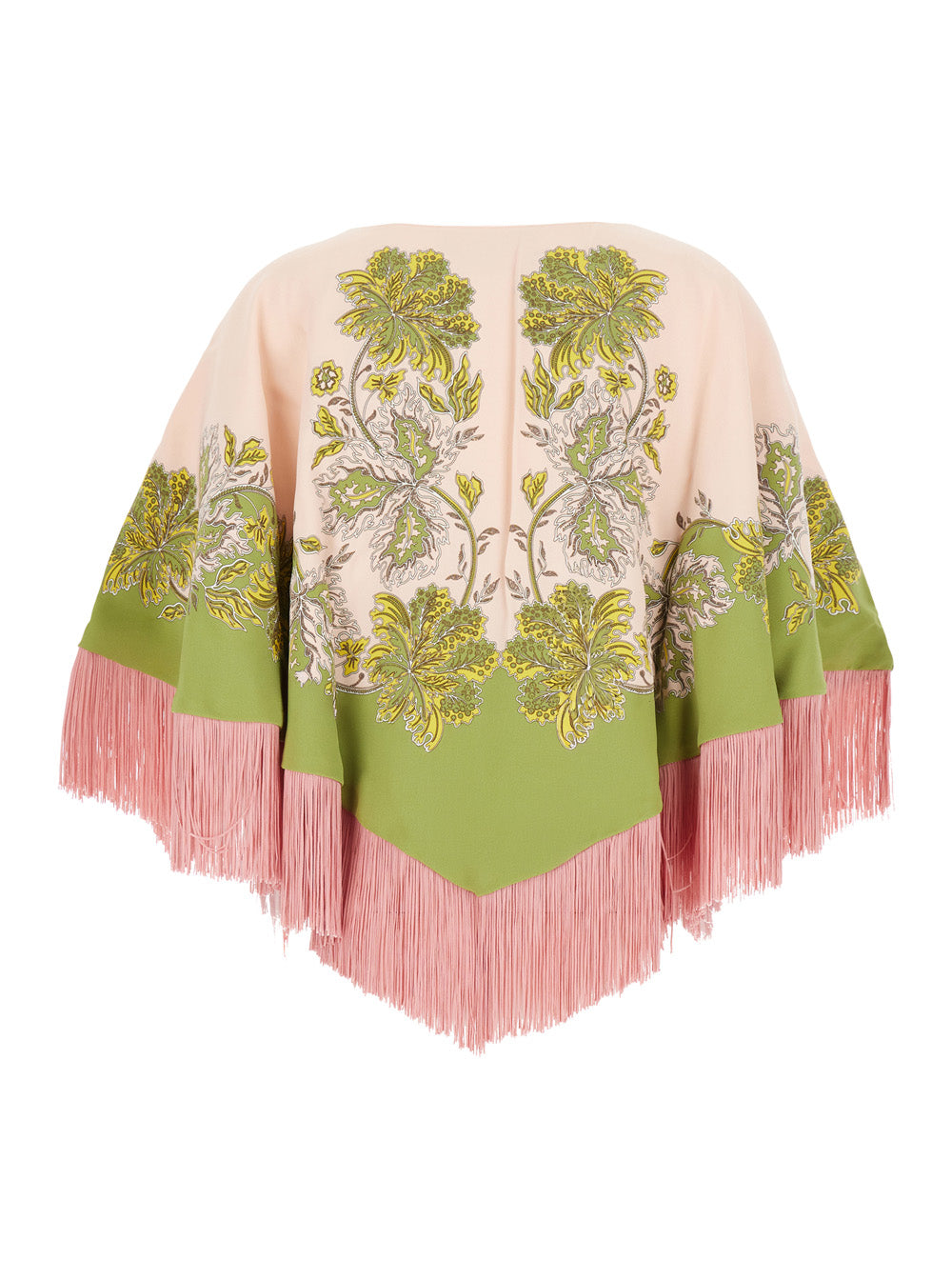 La Doublej Women Reversible Poncho With Fringes And Coat Collar, In Viscose, Pink, Woman LA DOUBLEJ