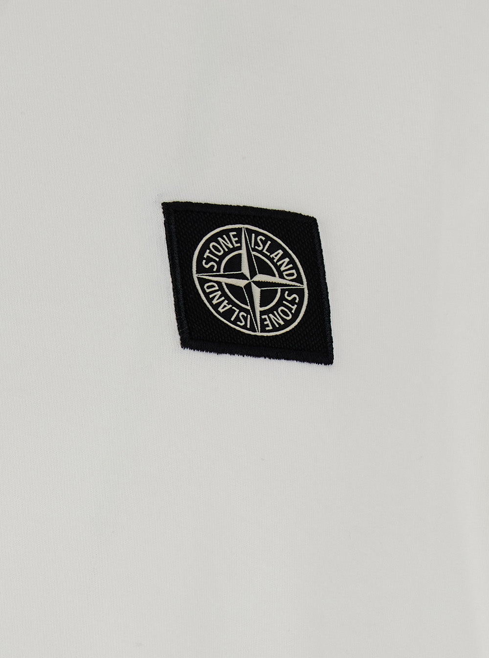Stone Island Men Crew Neck Long Sleeve Cotton White T-Shirt For Men STONE ISLAND