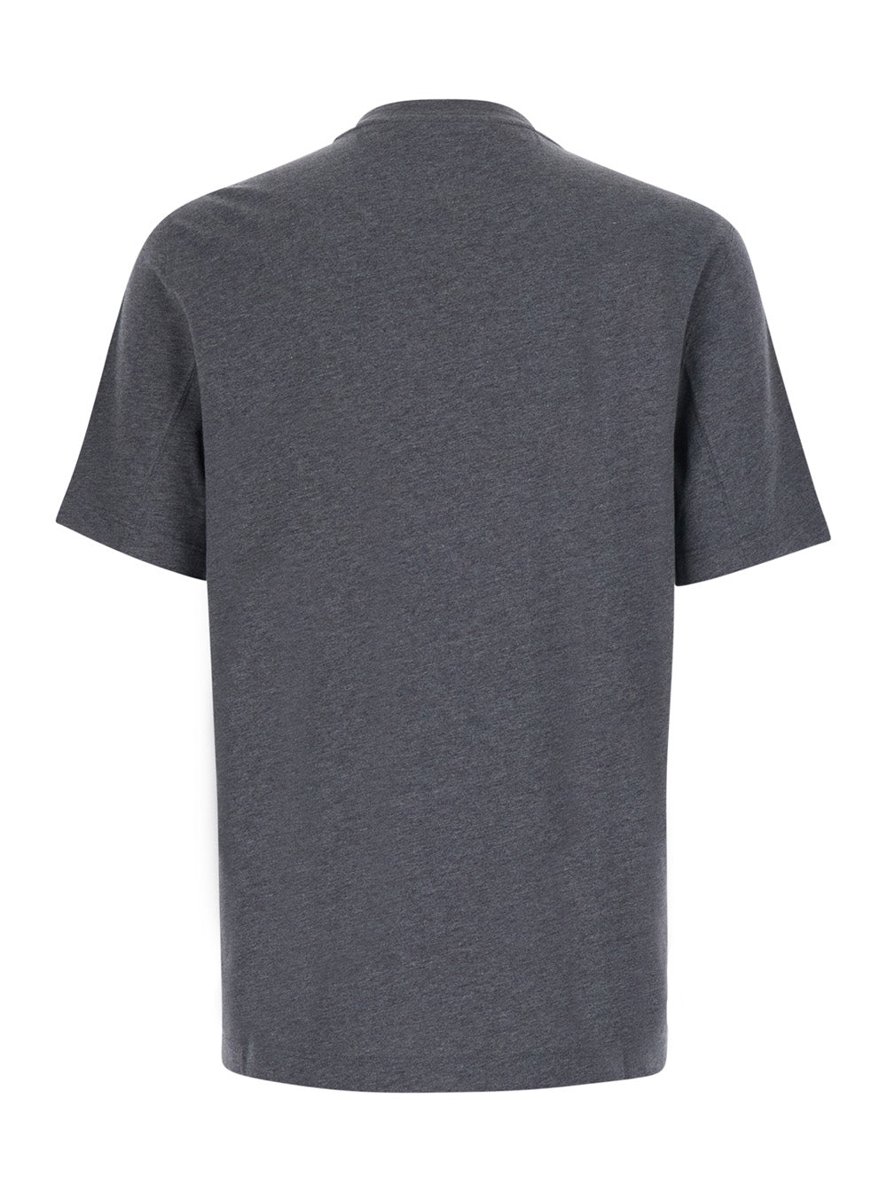 Brunello Cucinelli Men Grey T-Shirt With Printed Logo On The Front In Cotton For Men BRUNELLO CUCINELLI
