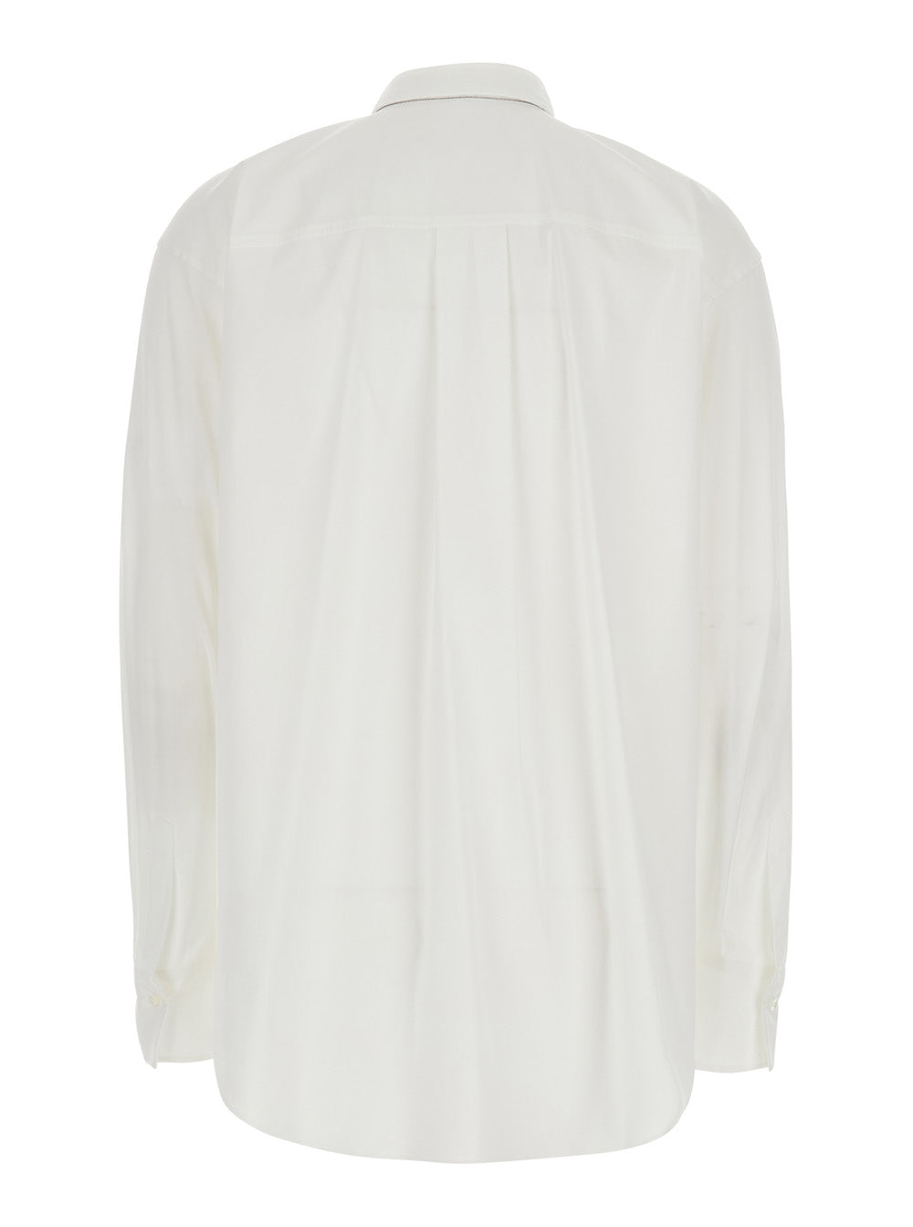 Brunello Cucinelli Women White Shirt With Classic Collar And Oversized Tie On The Front In Cotton For Women BRUNELLO CUCINELLI