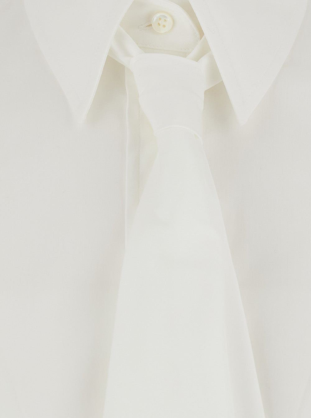 Brunello Cucinelli Women White Shirt With Classic Collar And Oversized Tie On The Front In Cotton For Women BRUNELLO CUCINELLI