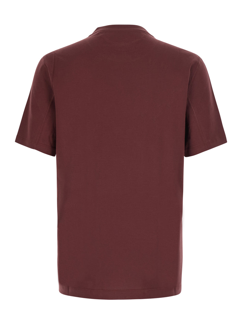 Brunello Cucinelli Men Burgundy T-Shirt With Printed Logo On The Chest In Cotton For Men BRUNELLO CUCINELLI