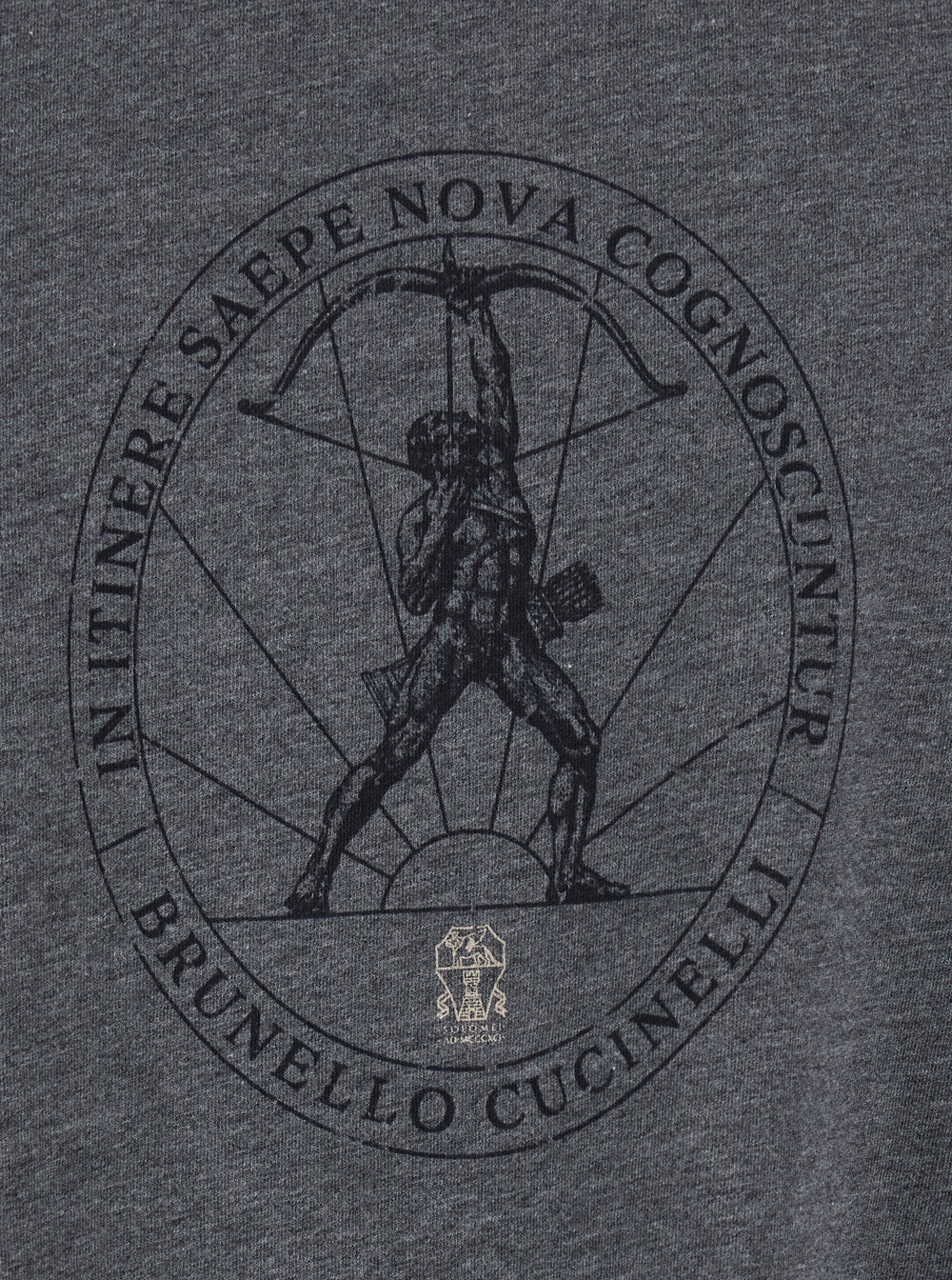 Brunello Cucinelli Men Grey T-Shirt With Printed Logo On The Front In Cotton For Men BRUNELLO CUCINELLI