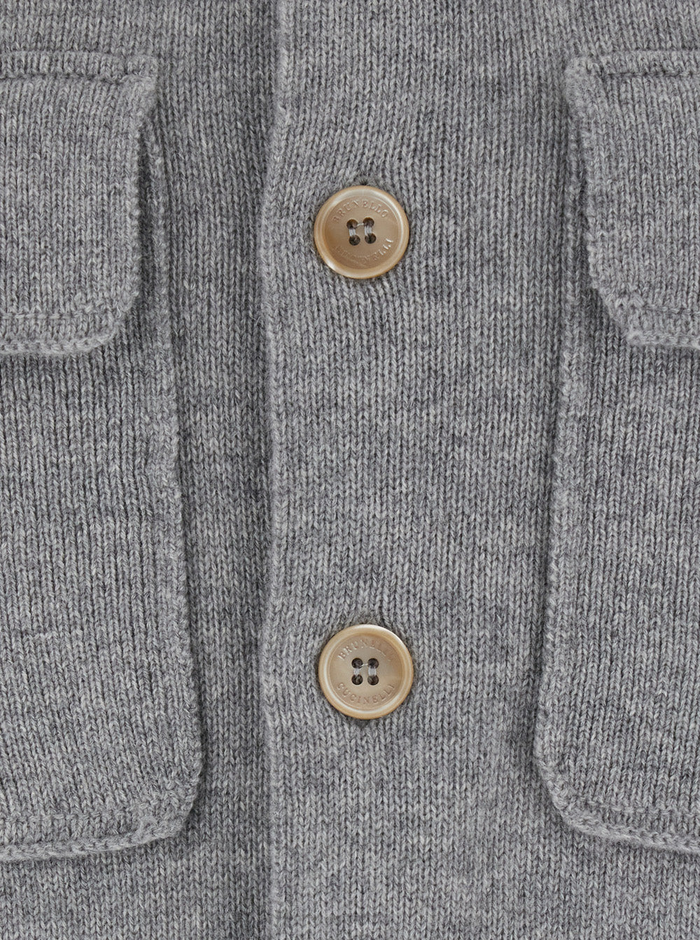 Brunello Cucinelli Men Grey Cardigan With Classic Collar And Patch Pockets On The Front In Cashmere For Men BRUNELLO CUCINELLI