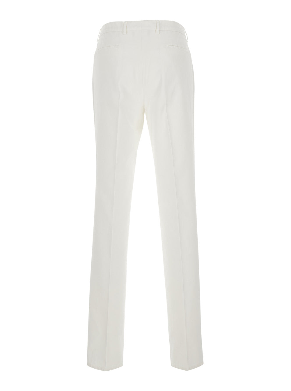 Brunello Cucinelli Men White Trousers With Front Pleat In Cotton For Men BRUNELLO CUCINELLI