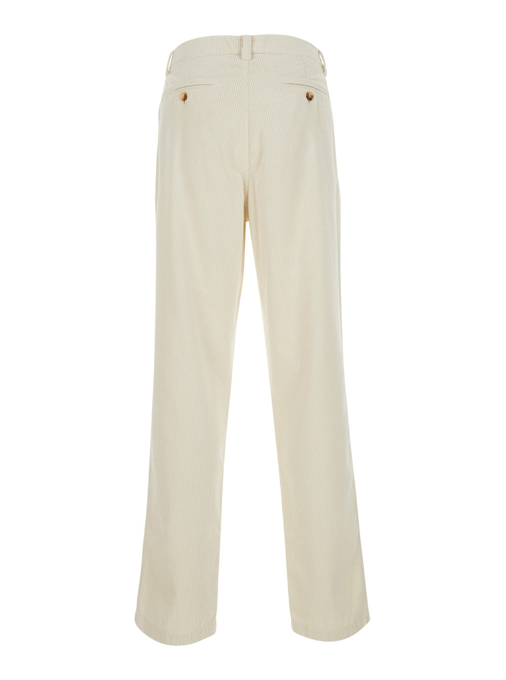 Brunello Cucinelli Men Beige Pants With Belt Loops And Button And Zip Closure On The Front In Corduroy For Men BRUNELLO CUCINELLI