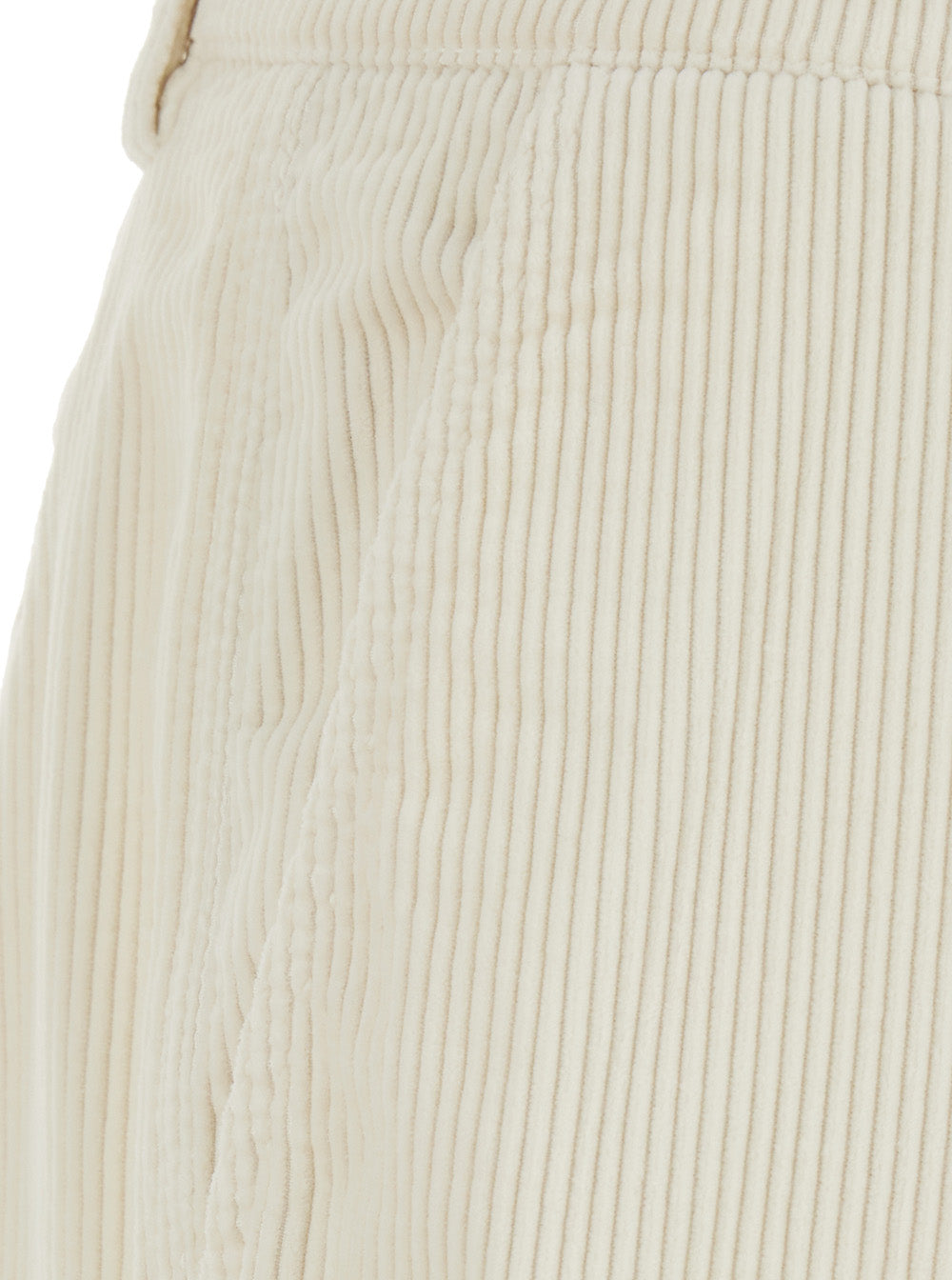 Brunello Cucinelli Men Beige Pants With Belt Loops And Button And Zip Closure On The Front In Corduroy For Men BRUNELLO CUCINELLI
