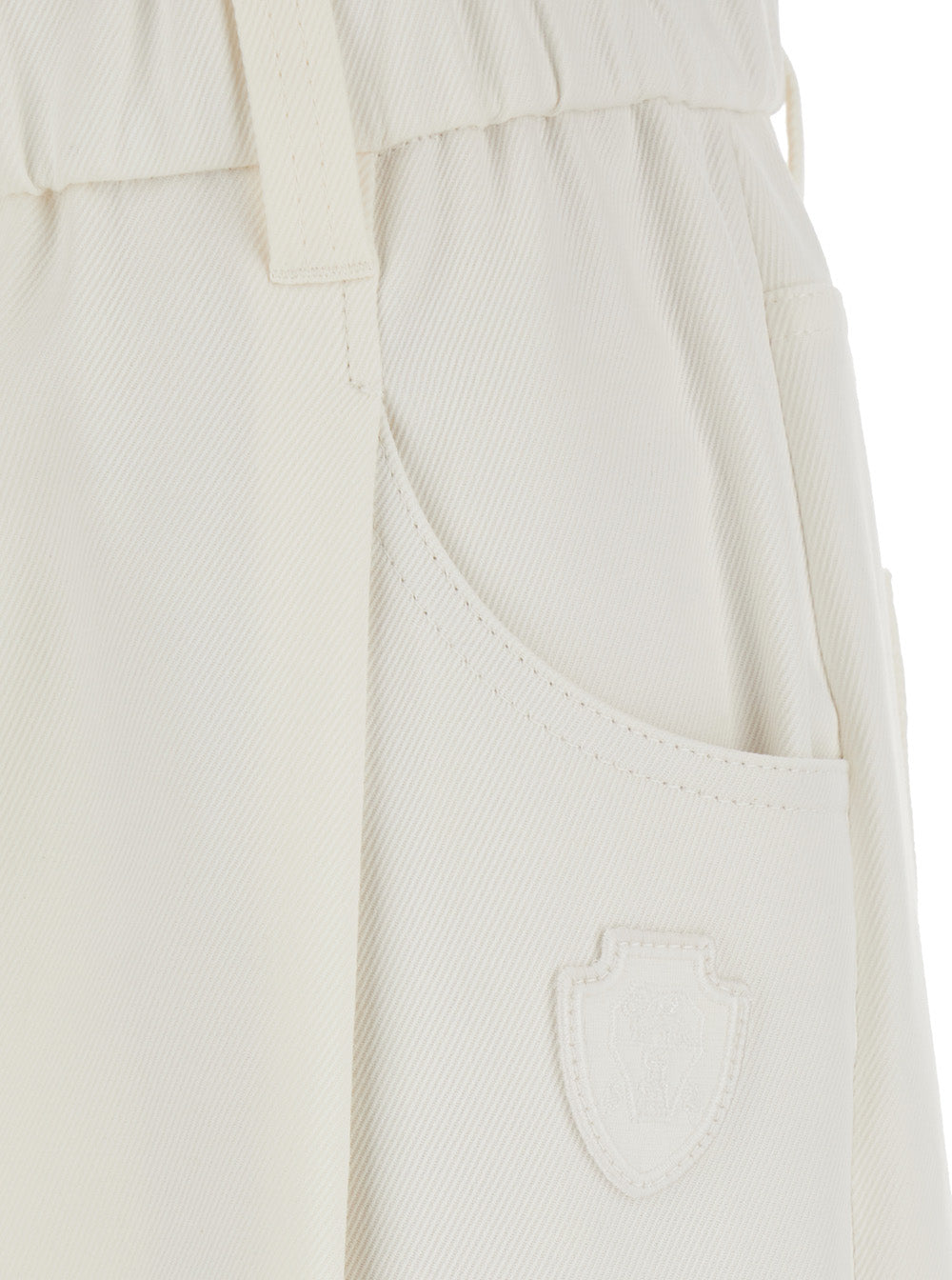 Brunello Cucinelli Women White Pants With Pleats And Patch Pockets On The Back In Cotton For Women BRUNELLO CUCINELLI