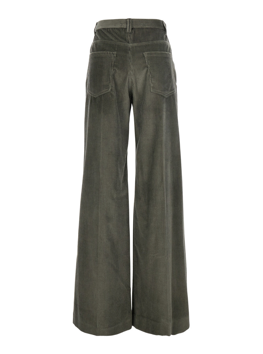 Brunello Cucinelli Women Brown Pants With Monile On The Belt Loop And Wide Leg In Corduroy For Women BRUNELLO CUCINELLI