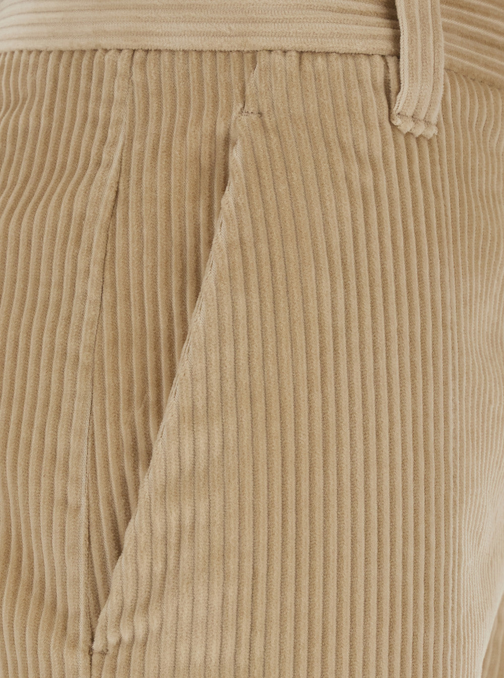 Brunello Cucinelli Women Beige High-Waisted Pants With Monile On The Belt Loop And Wide Leg In Corduroy For Women BRUNELLO CUCINELLI