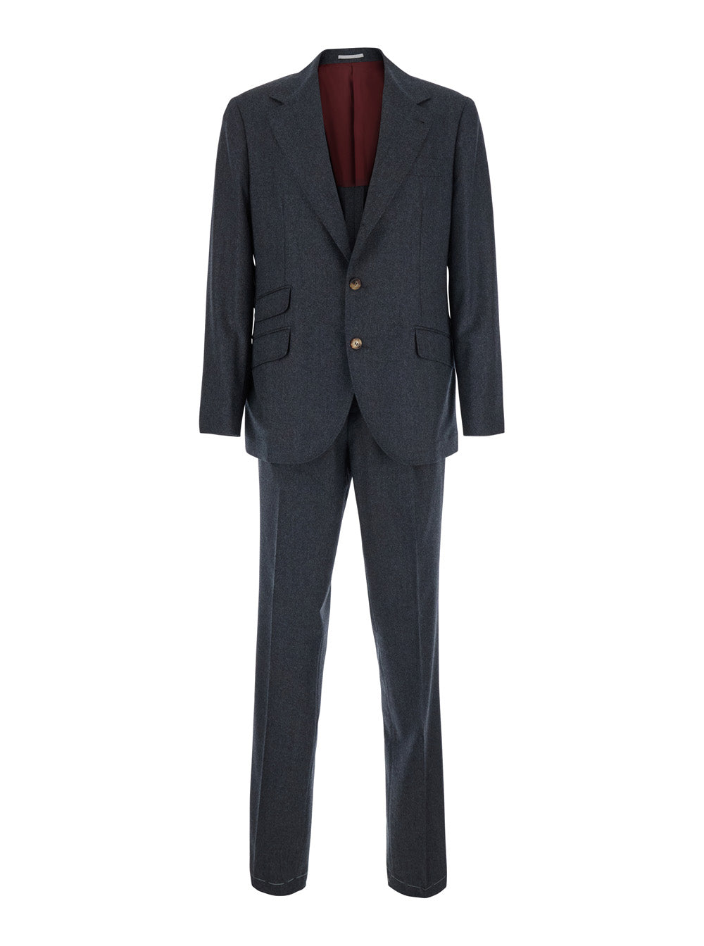 Brunello Cucinelli Men Grey Single-Breasted Suit With Notched Revers In Wool For Men BRUNELLO CUCINELLI