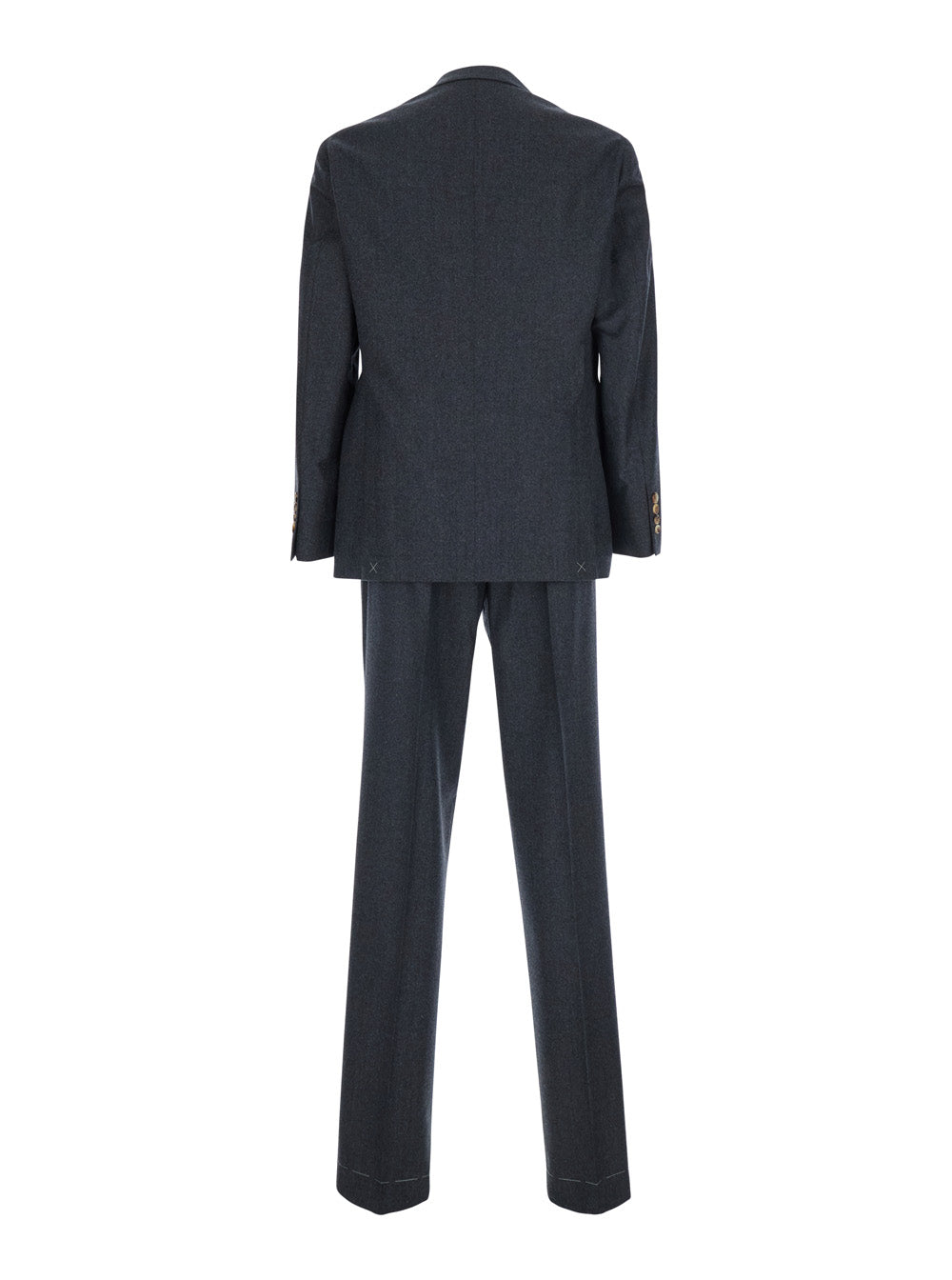 Brunello Cucinelli Men Grey Single-Breasted Suit With Notched Revers In Wool For Men BRUNELLO CUCINELLI
