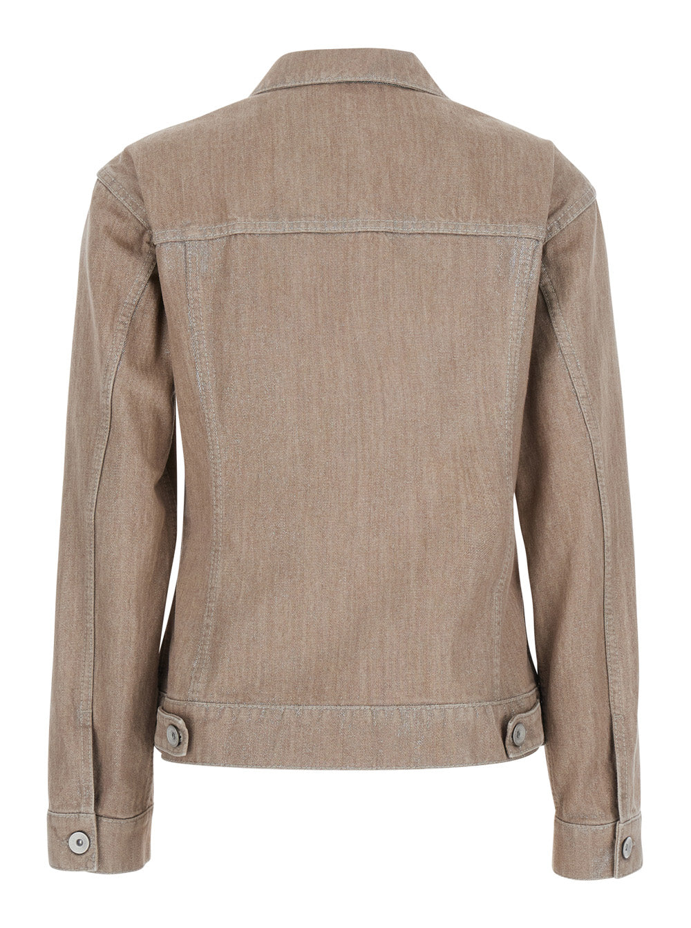 Brunello Cucinelli Women Beige Jacket With Classic Collar And Two Flap Pockets On The Front In Denim For Women BRUNELLO CUCINELLI