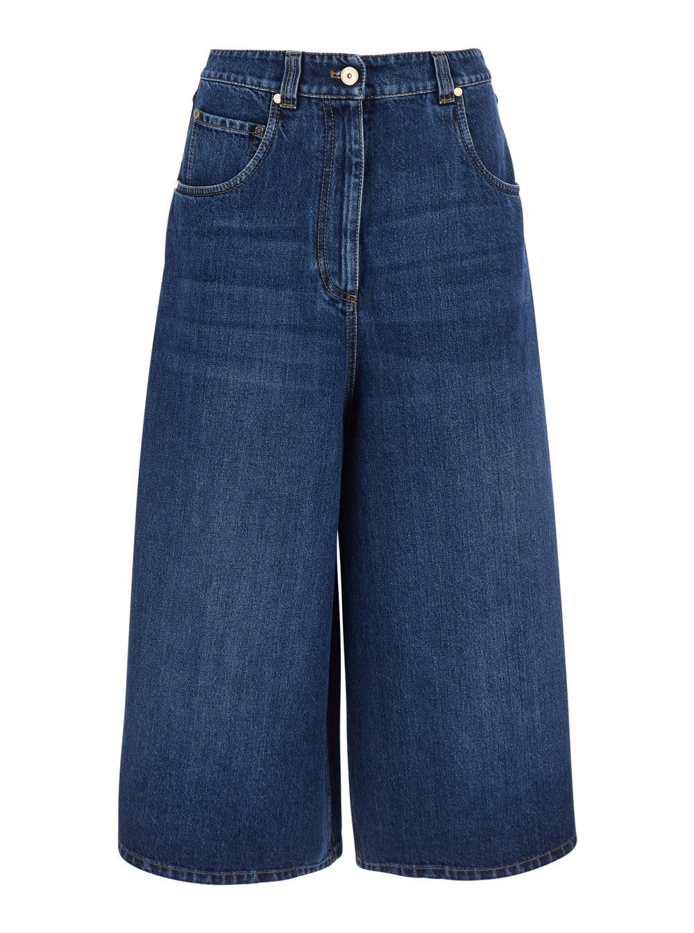 Brunello Cucinelli Women Blue Shorts With Monile On The Back In Denim For Women BRUNELLO CUCINELLI