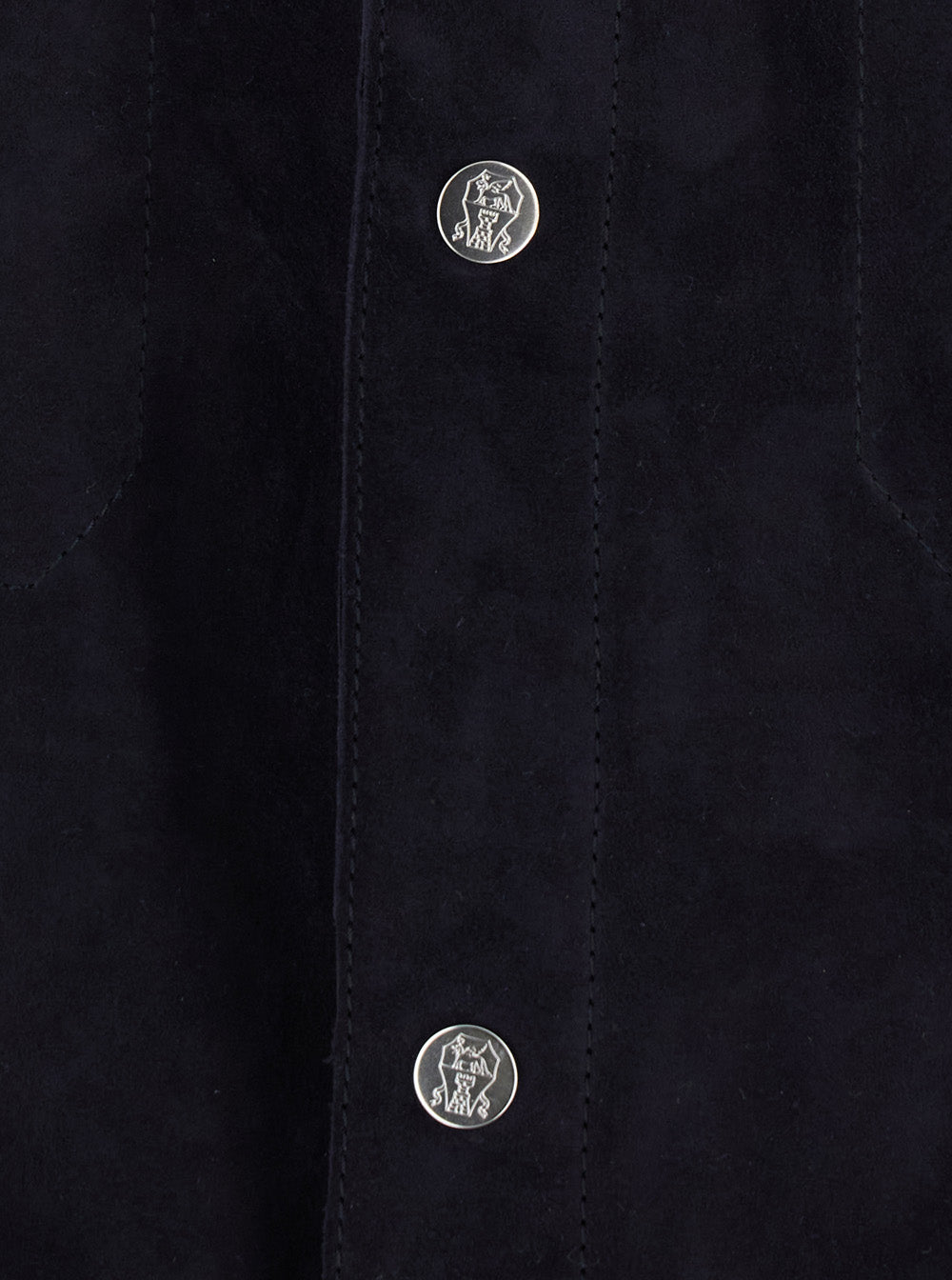 Brunello Cucinelli Men Blue Jacket With Classic Collar And Front Pockets In Suede For Men BRUNELLO CUCINELLI