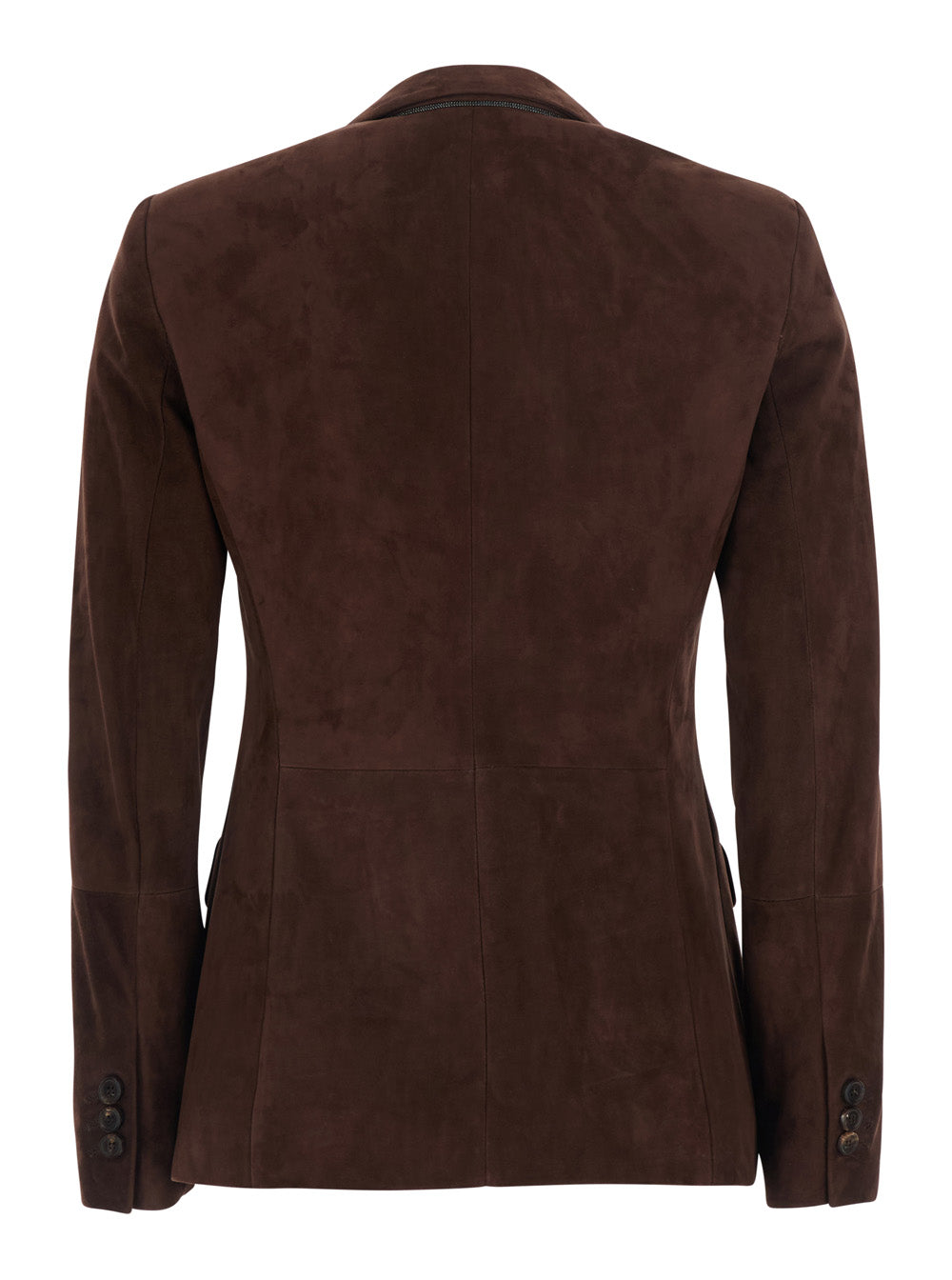 Brunello Cucinelli Women Brown Single-Breasted Jacket With Peak Revers In Suede For Women BRUNELLO CUCINELLI