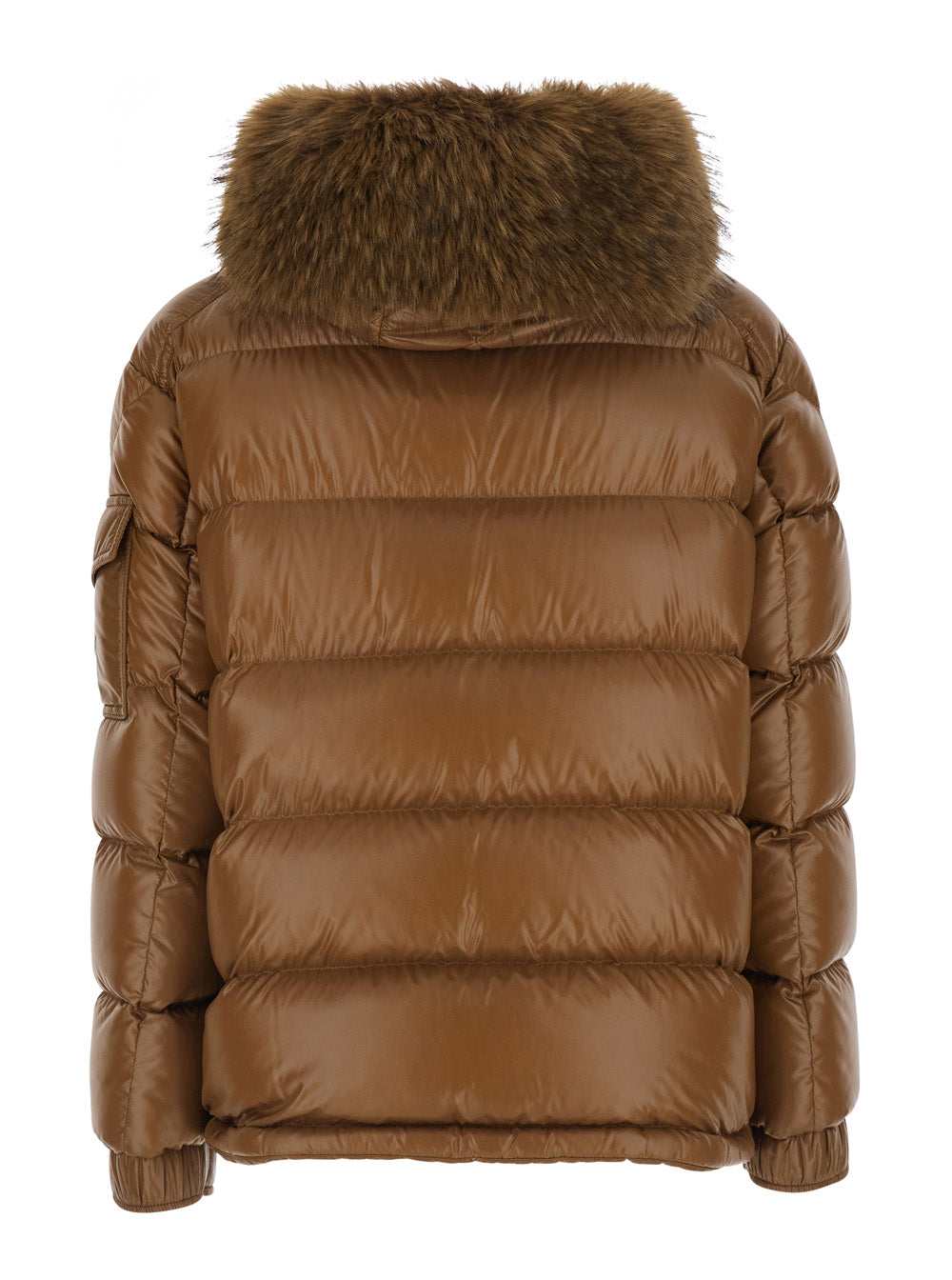 Moncler Women 'Hypolais' Brown Down Jacket With Removable Fur Hood And Logo Patch On The Sleeve In Tech Fabric For Women MONCLER