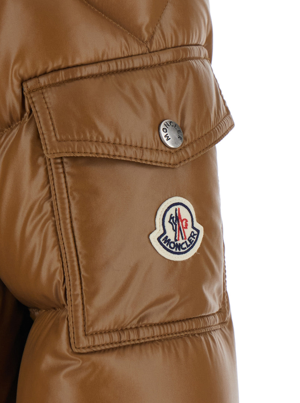 Moncler Women 'Hypolais' Brown Down Jacket With Removable Fur Hood And Logo Patch On The Sleeve In Tech Fabric For Women MONCLER