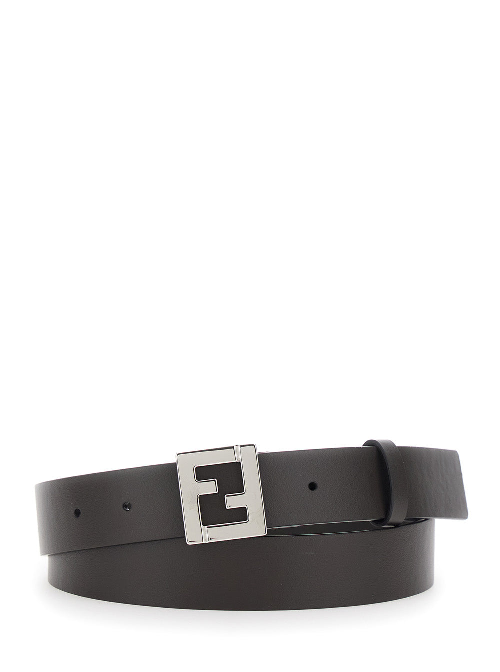 Fendi Men 3 Cm Pelle Ff Metal Silver FENDI