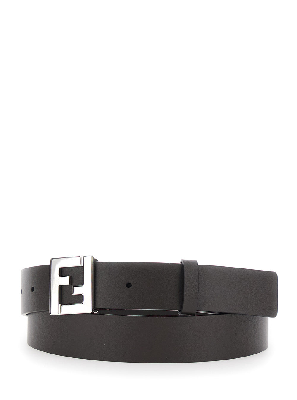 Fendi Men 3 Cm Pelle Ff Metal Silver FENDI