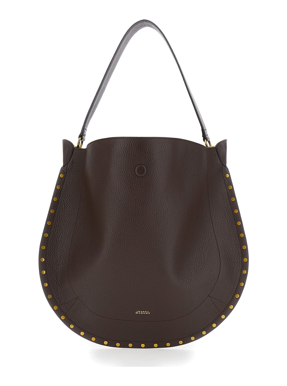 Isabel Marant Women 'Oskan' Brown Shoulder Bag With Top Handle And Studs In Leather For Women ISABEL MARANT