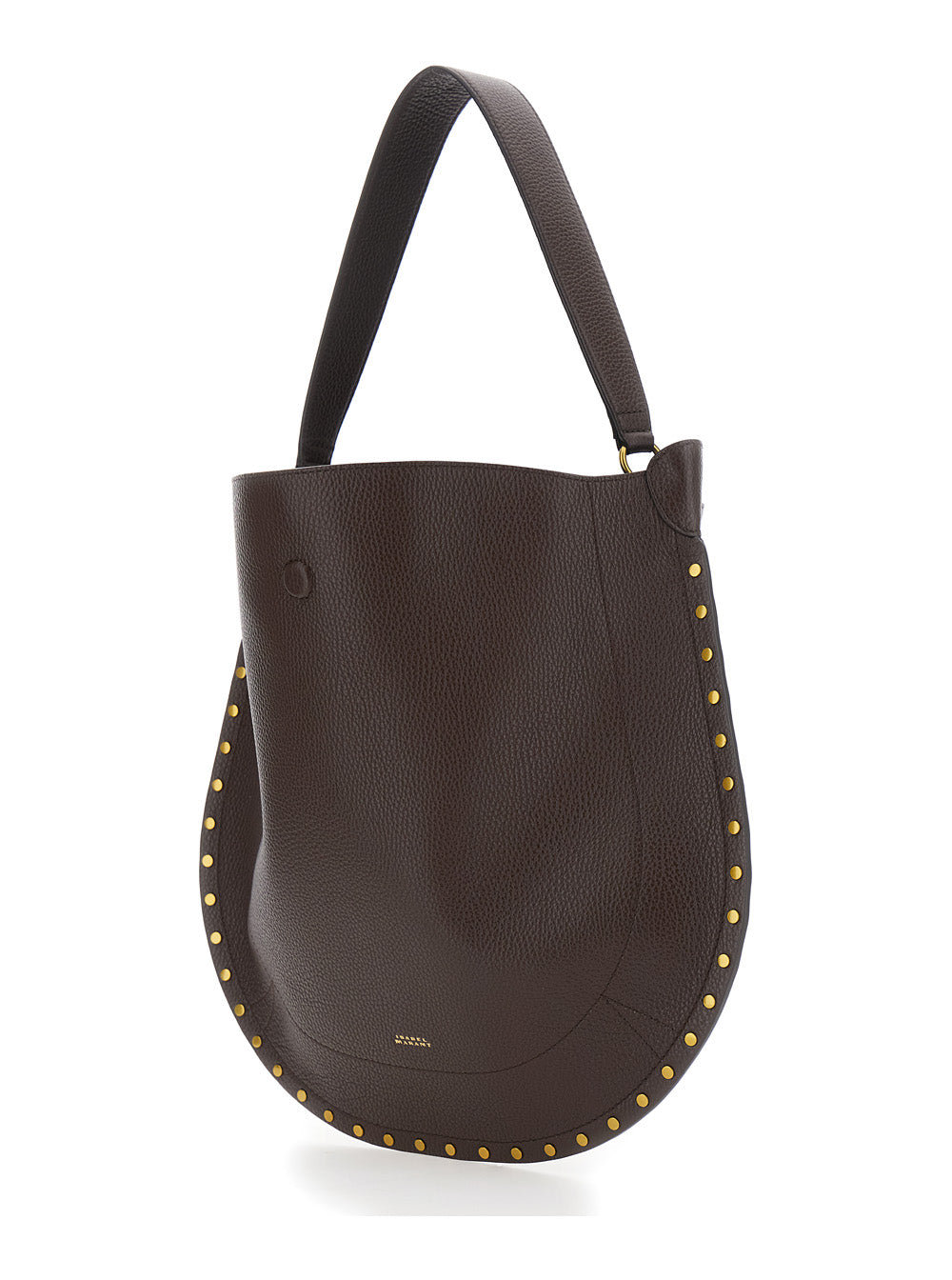 Isabel Marant Women 'Oskan' Brown Shoulder Bag With Top Handle And Studs In Leather For Women ISABEL MARANT