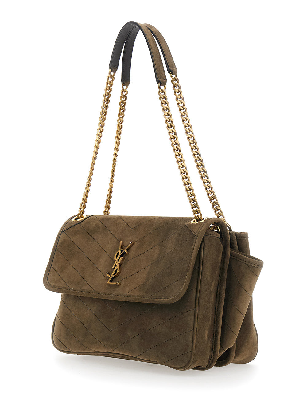 Saint Laurent Women Ysl Bo Niki Tripouch Suede Satin Calf SAINT LAURENT
