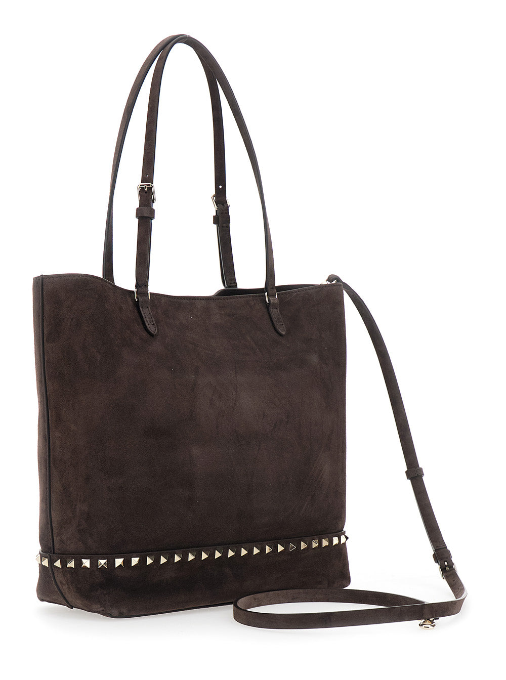 Valentino Garavani Women Medium Tote | Rockstud | Suede S./Platinum Studs VALENTINO GARAVANI