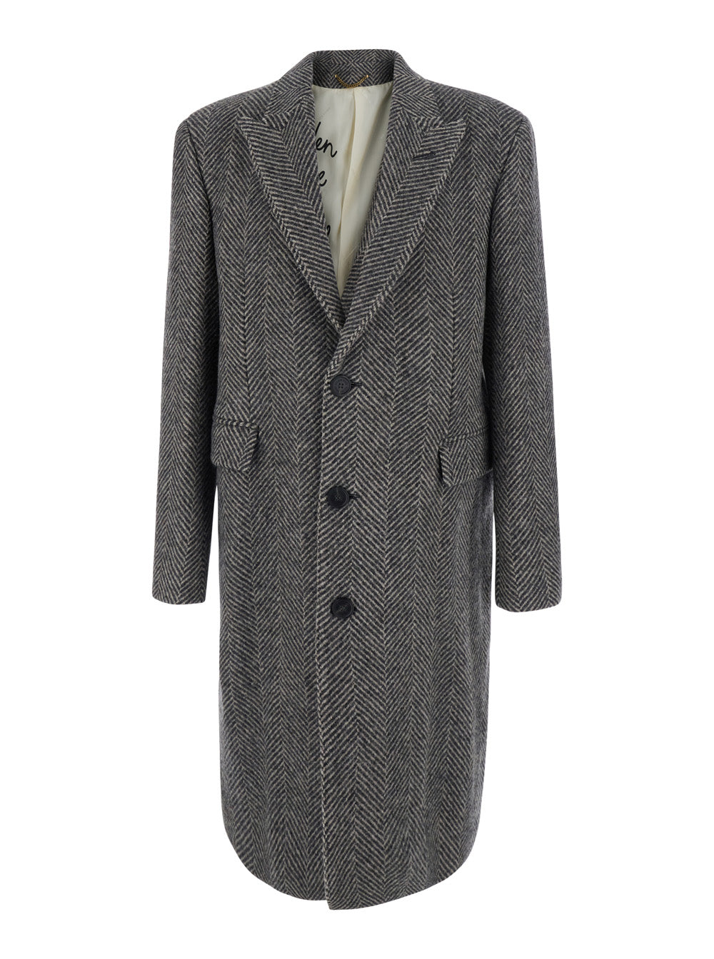 Golden Goose Men Resca Coat With Collar And Long Sleeves In Virgin Wool Green Women GOLDEN GOOSE