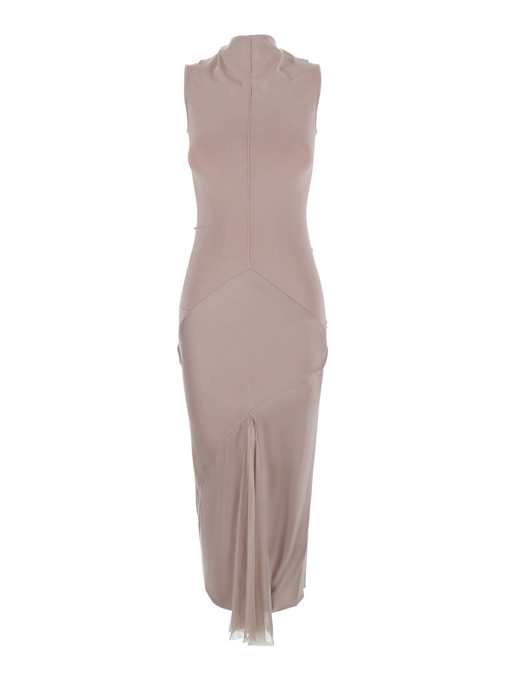 Rick Owens Women Sliced Dress With V-Neck And Long Sleeves In Tech Fabric Pink Women RICK OWENS